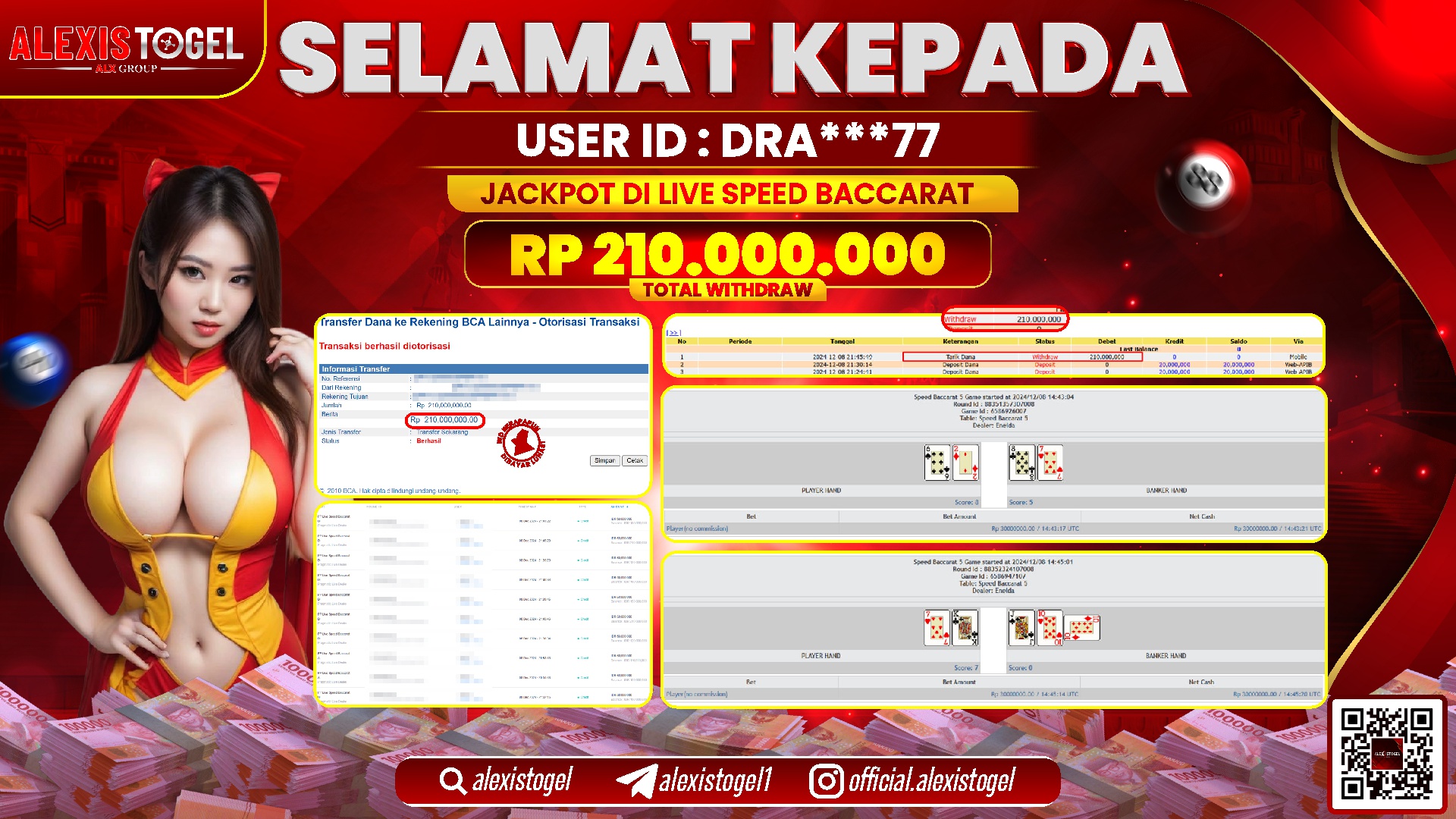 ALEXISTOGEL di SPEED BACCARAT RP.210.000.000 LUNAS