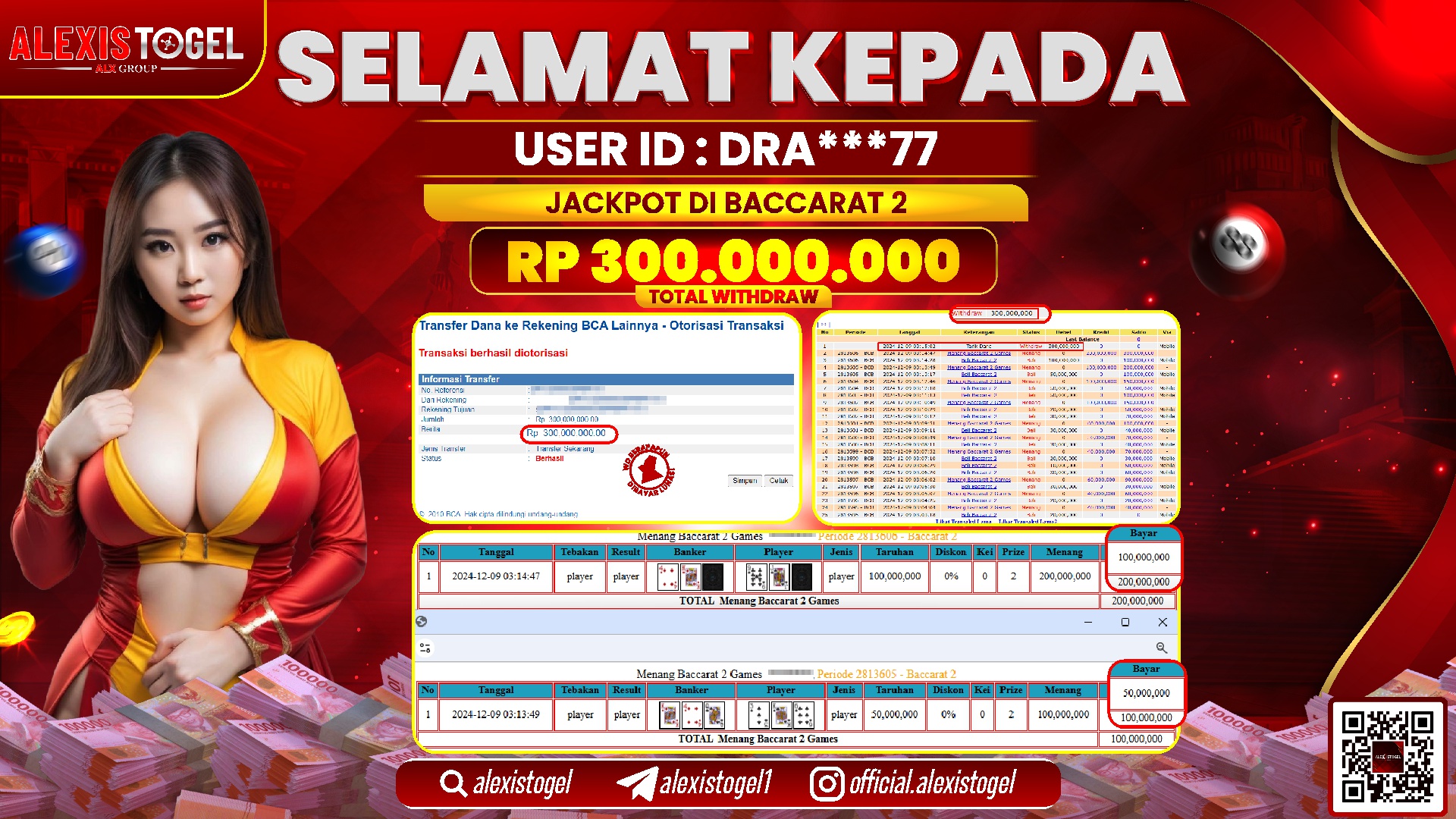 ALEXISTOGEL di SPEED BACCARAT RP.300.000.000 LUNAS