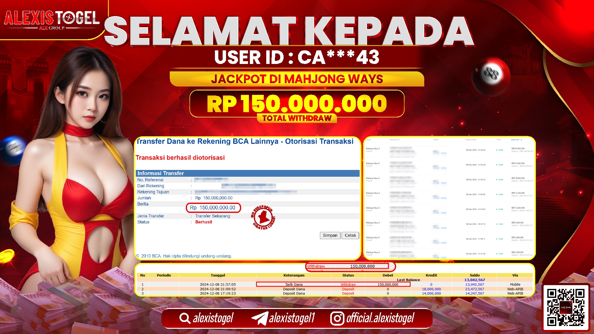 ALEXISTOGEL di SLOT MAHJONG WAYS RP.150.000.000 LUNAS