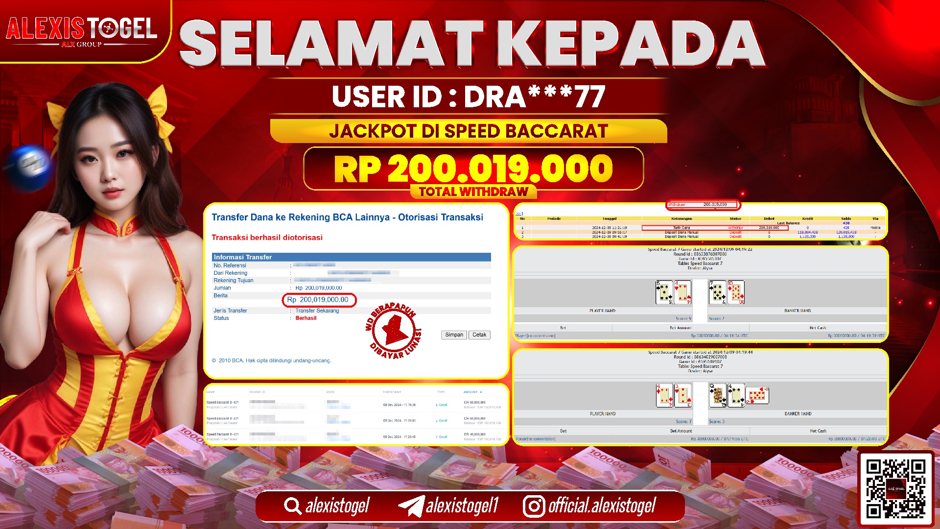 ALEXISTOGEL di SPEED BACCARAT RP.200.019.000 LUNAS