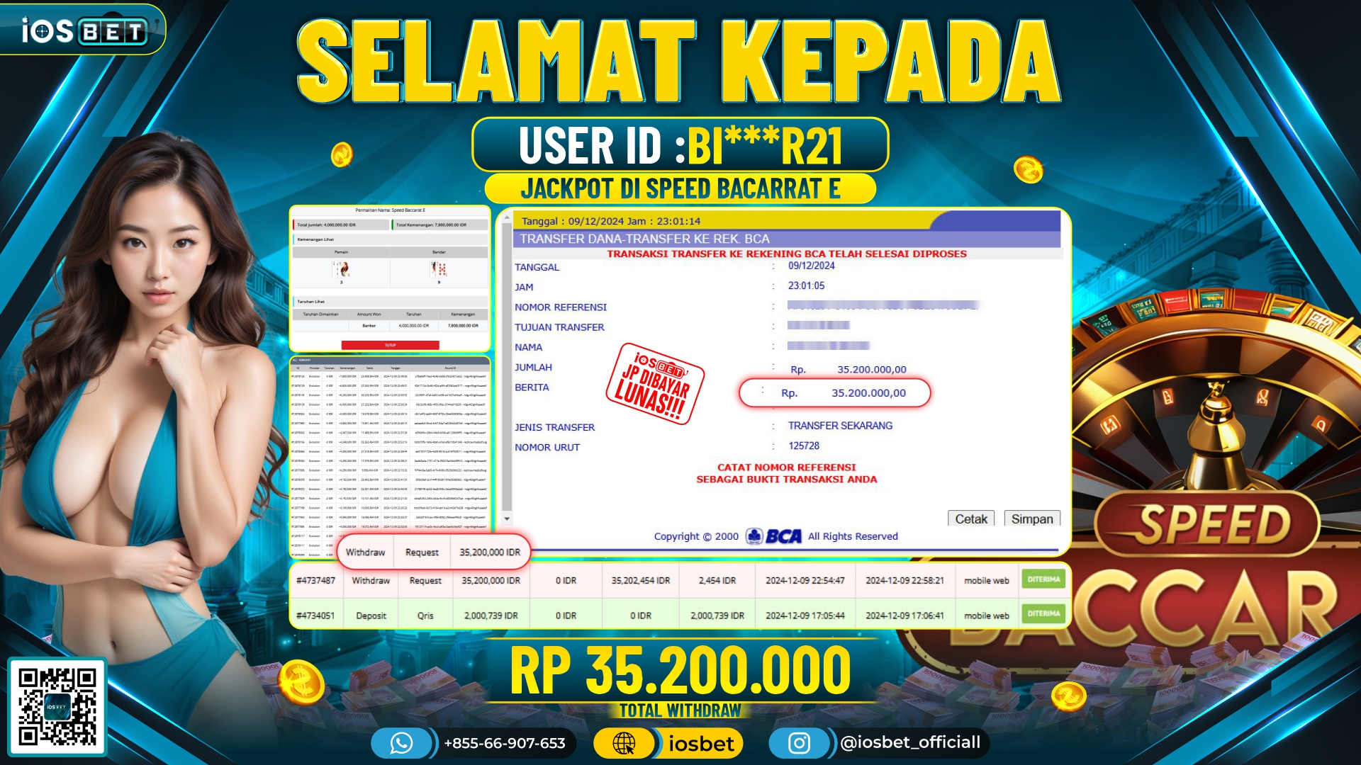 Bukti Pembayaran LUNAS  LIVE CASINO Rp.35.200.000
