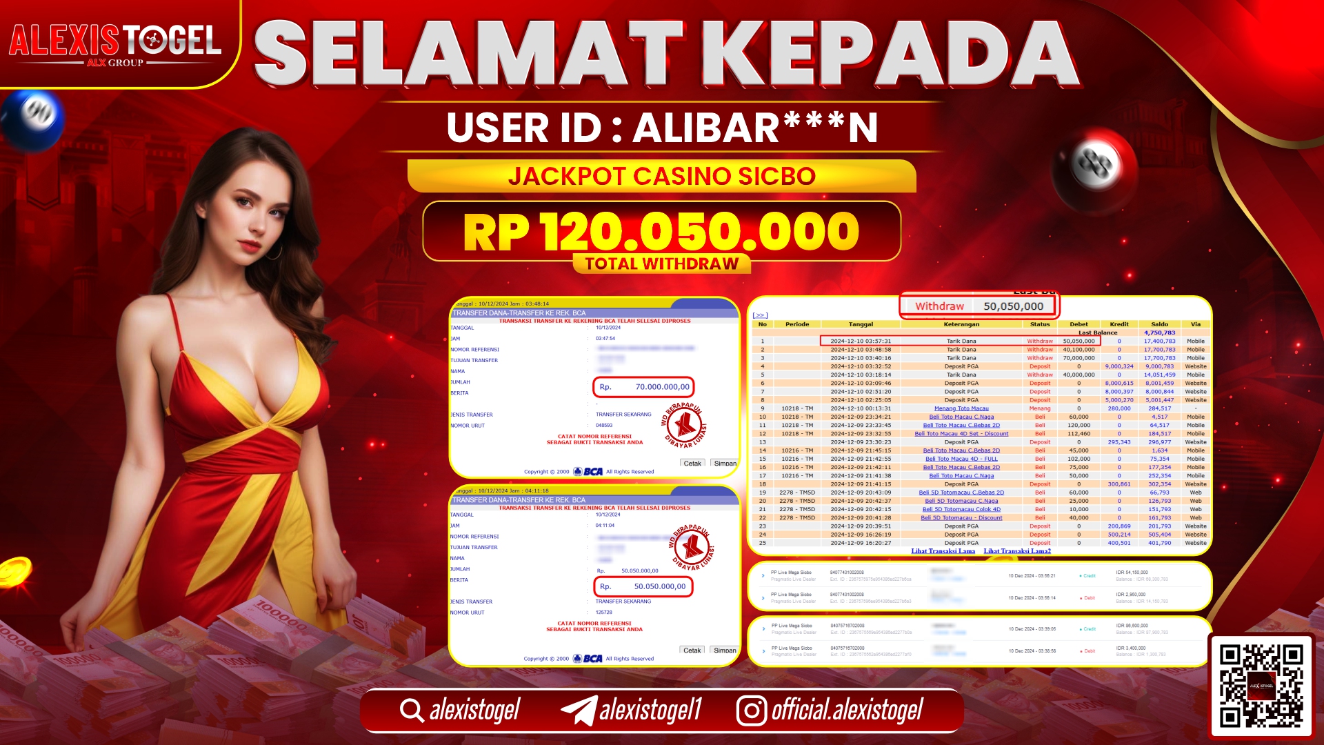 ALEXISTOGEL di CASINO SICBO RP.120.050.000 LUNAS