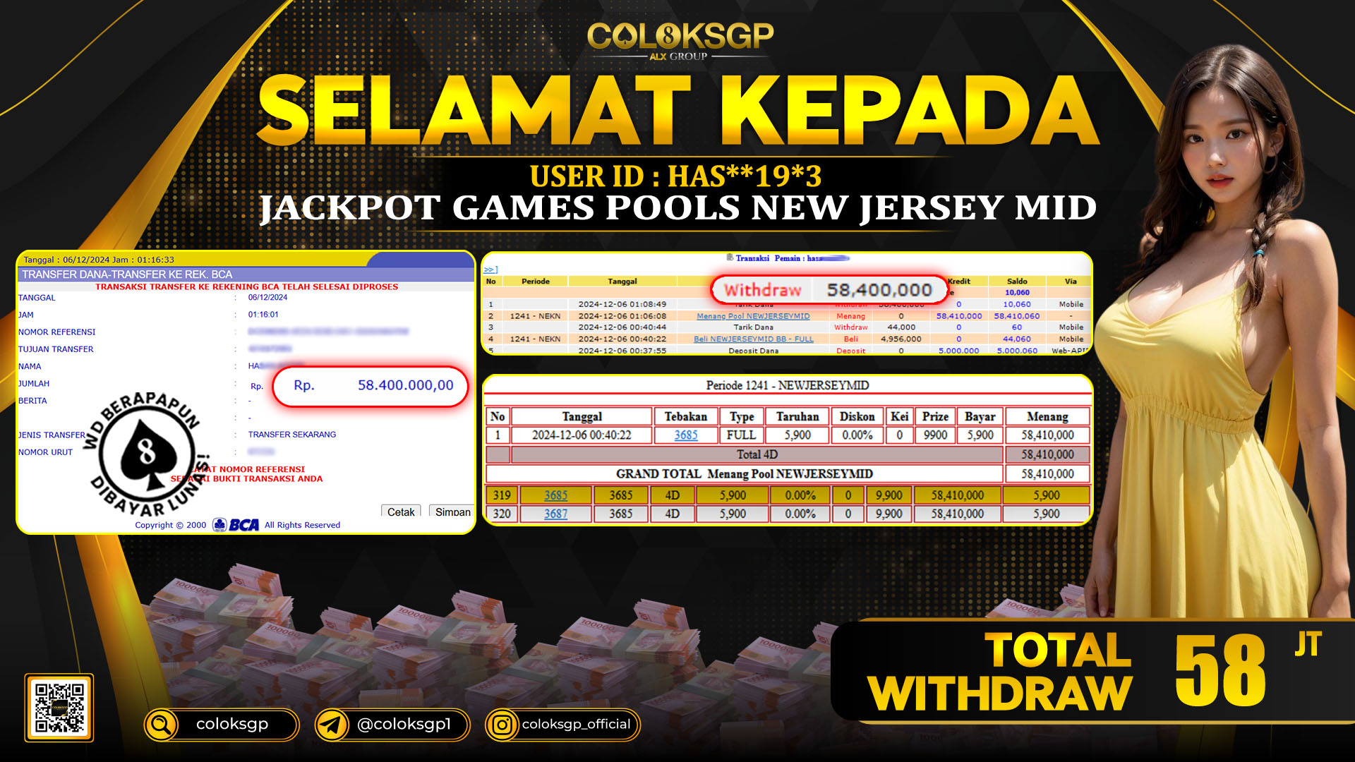 COLOKSGP JACKPOT NEW JERSEY MID RP 58.400.000 LUNAS