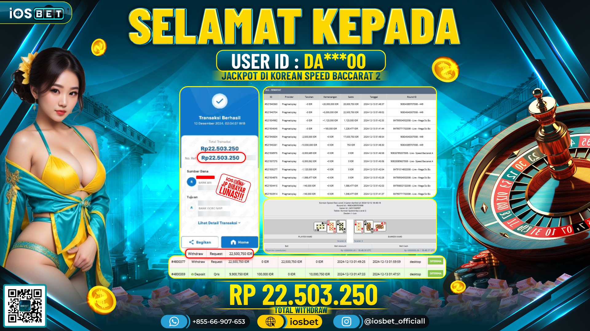 Bukti Pembayaran LUNAS LIVE CASINO  Rp.22.503.250