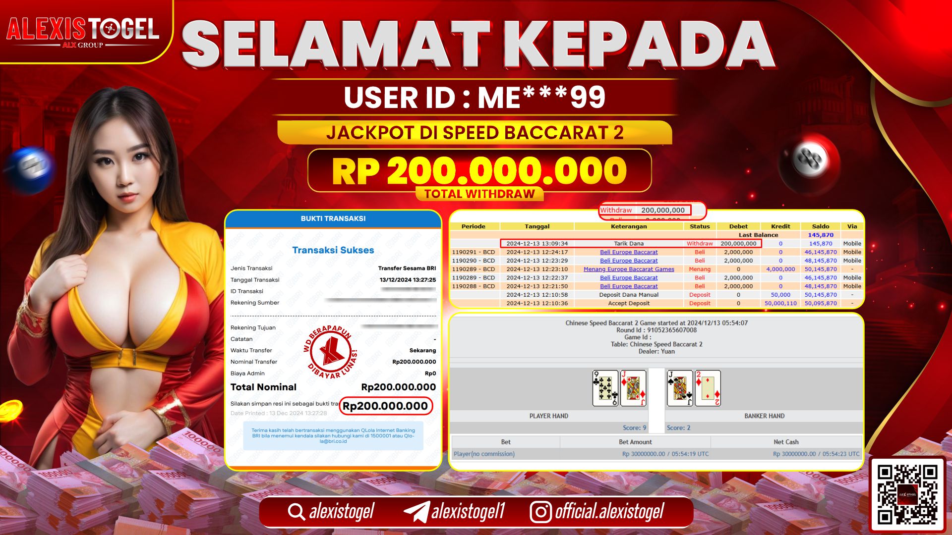 ALEXISTOGEL di CASINO SPEED BACCARAT RP.200.000.000 LUNAS