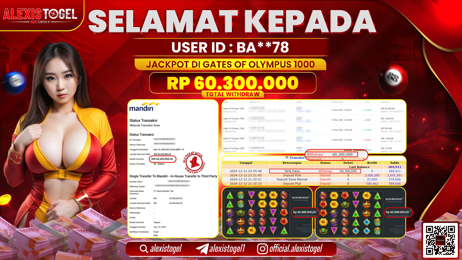 ALEXISTOGEL di SLOT GATES OF OLYMPUS RP.60.300.000 LUNAS