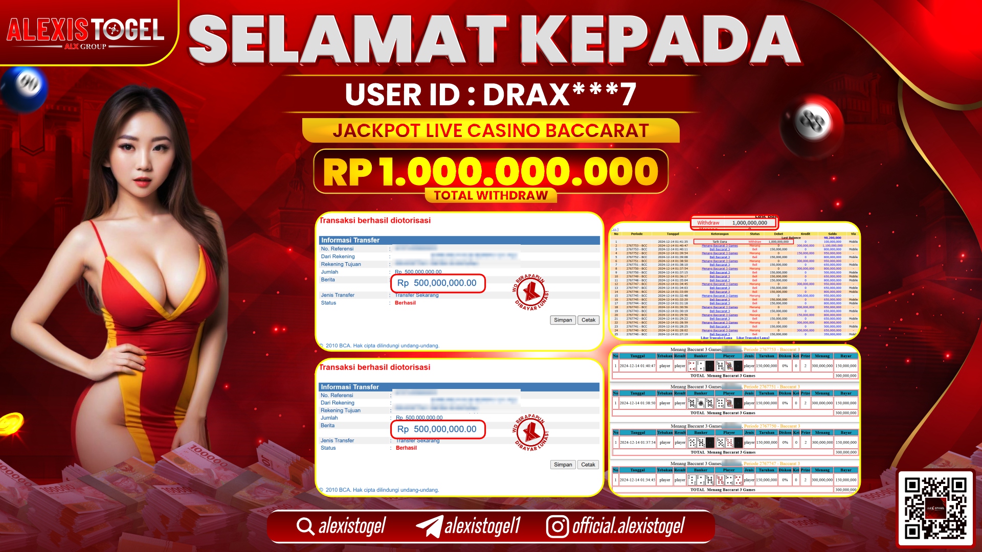 ALEXISTOGEL di BACCARAT GAMES RP.1.000.000.000 LUNAS