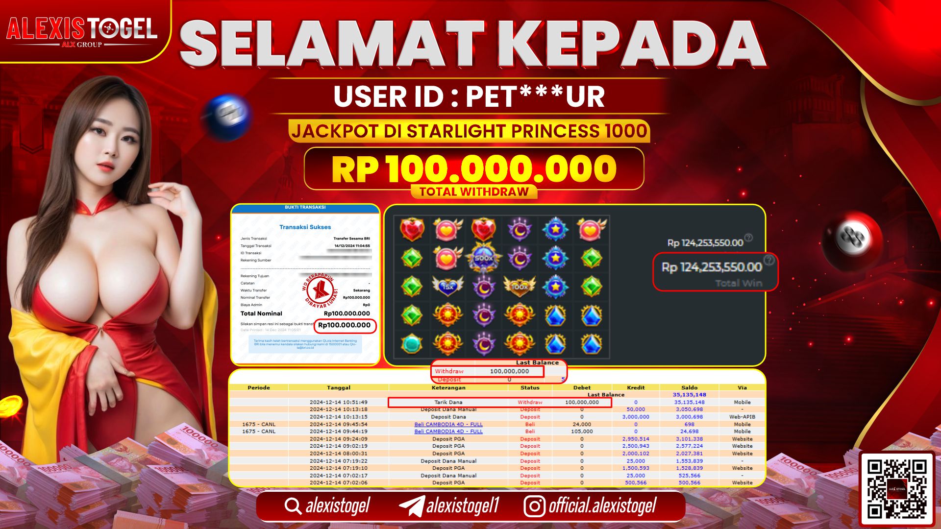 ALEXISTOGEL di SLOT STARLIGHT PRINCESS RP.100.000.000 LUNAS