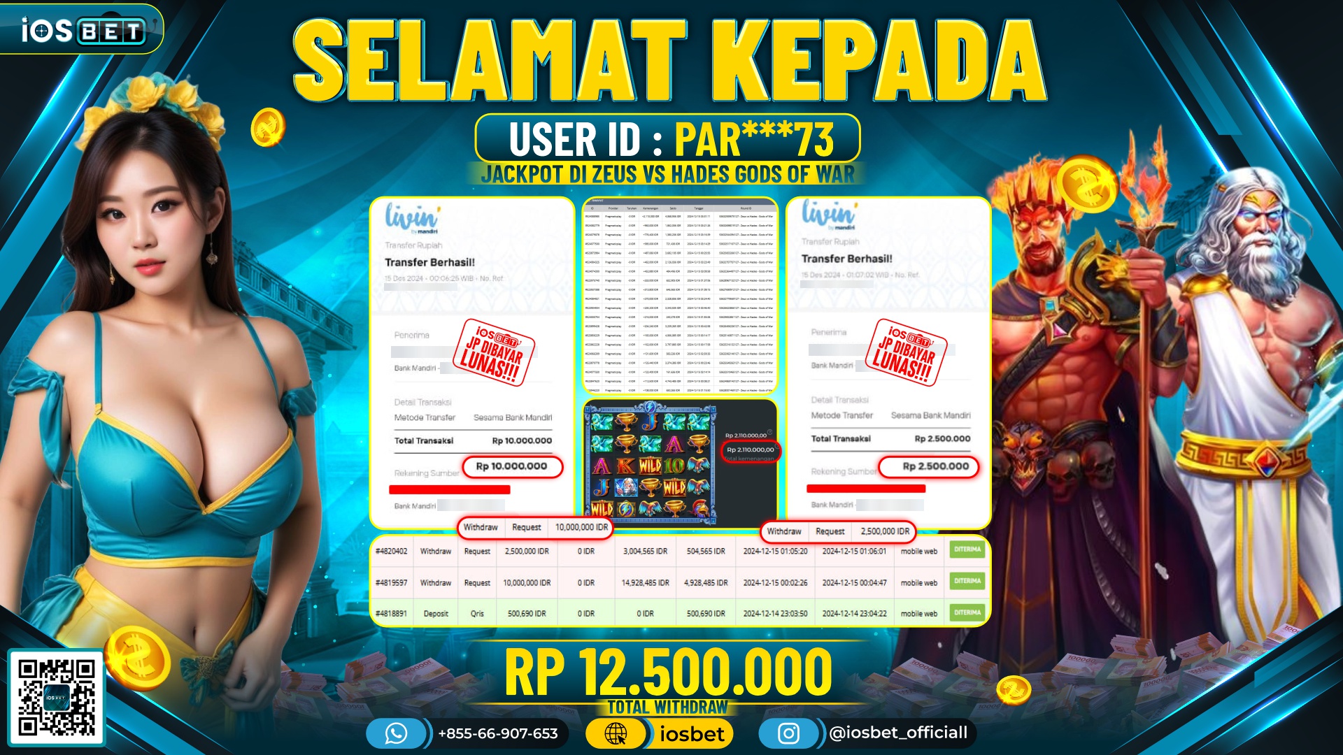 Bukti Pembayaran LUNAS SLOT GAME GACOR  Rp.12.500.000