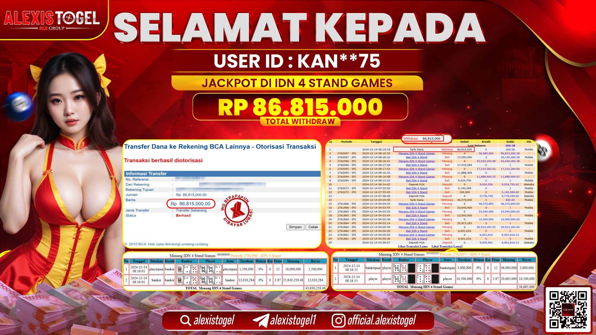 ALEXISTOGEL di IDN 4 STAND GAMES RP.86.815.000 LUNAS