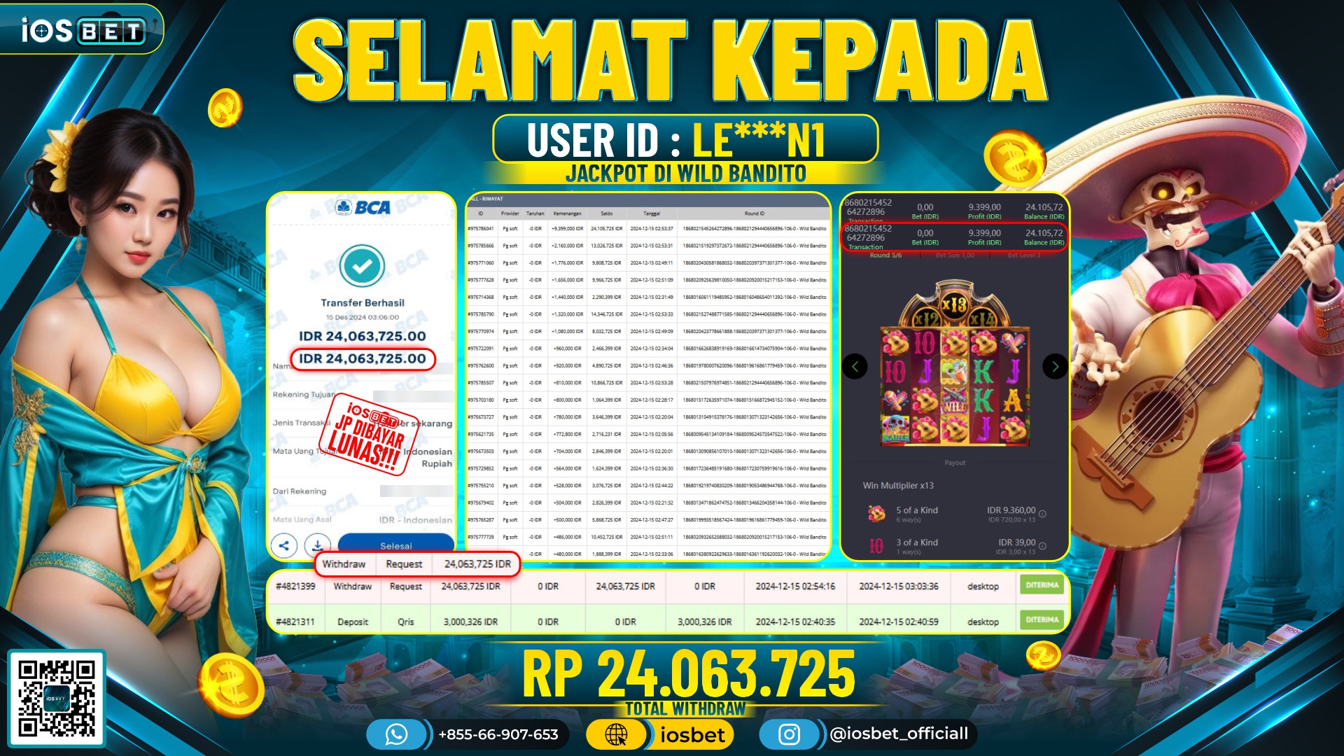 Bukti Pembayaran LUNAS SLOT GAME GACOR  Rp.24.063.725
