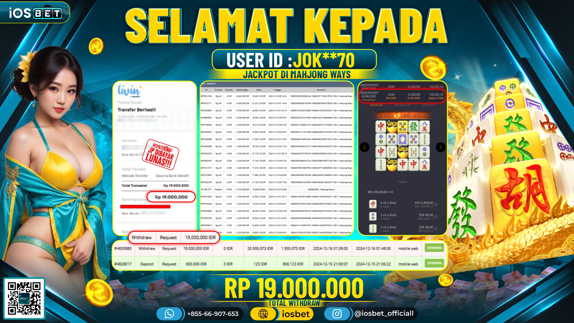 Bukti Pembayaran LUNAS SLOT GAME GACOR  Rp.19.000.000
