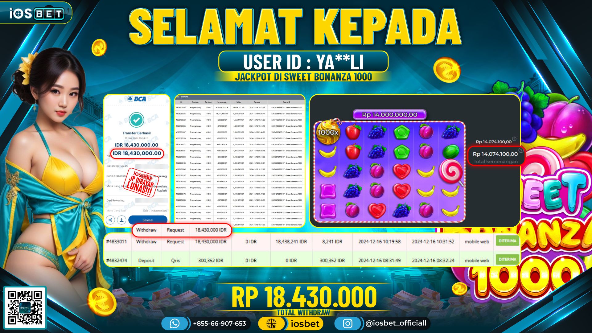 Bukti Pembayaran LUNAS SLOT GAME GACOR  Rp.18.430.000