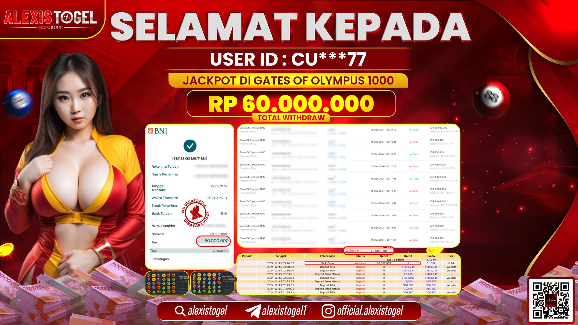 ALEXISTOGEL di SLOT GATES OF OLYMPUS RP.60.000.000 LUNAS