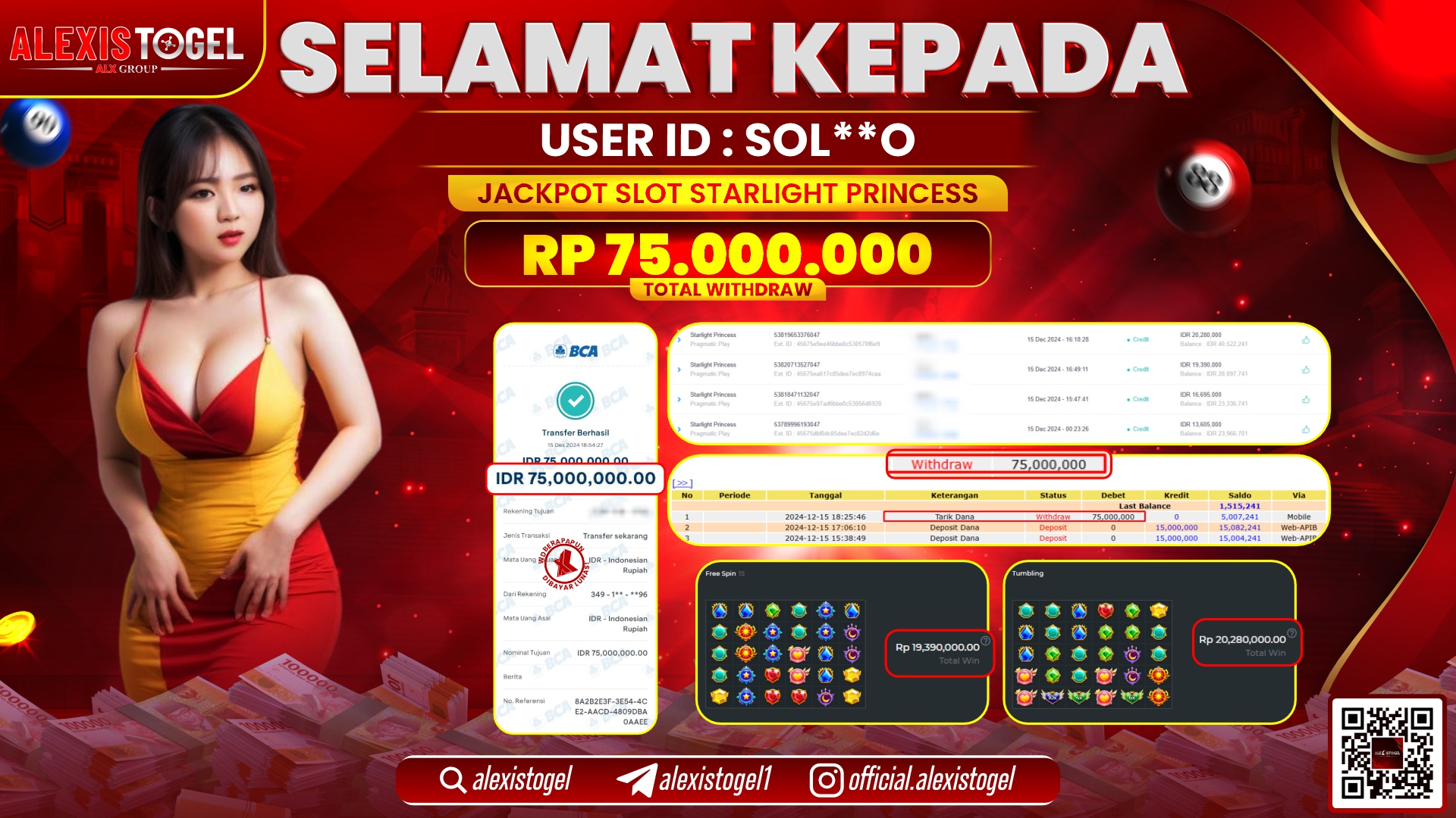 ALEXISTOGEL di SLOT STARLIGHT PRINCESS RP.75.000.000 LUNAS