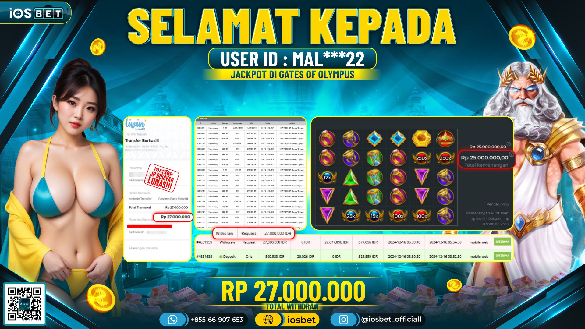 Bukti Pembayaran LUNAS SLOT GAME GACOR  Rp.27.000.000