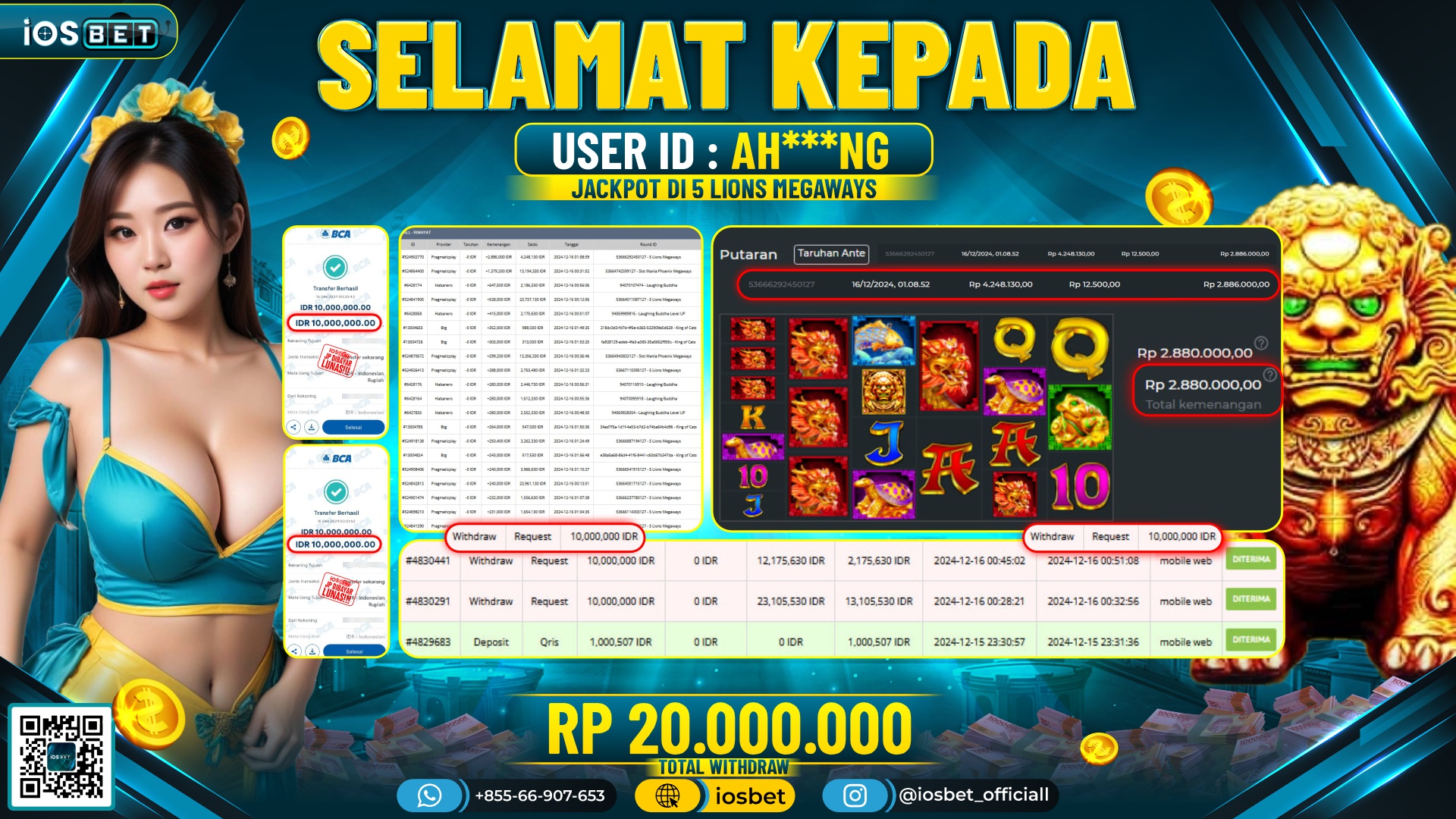 Bukti Pembayaran LUNAS SLOT GAME GACOR  Rp.20.000.000