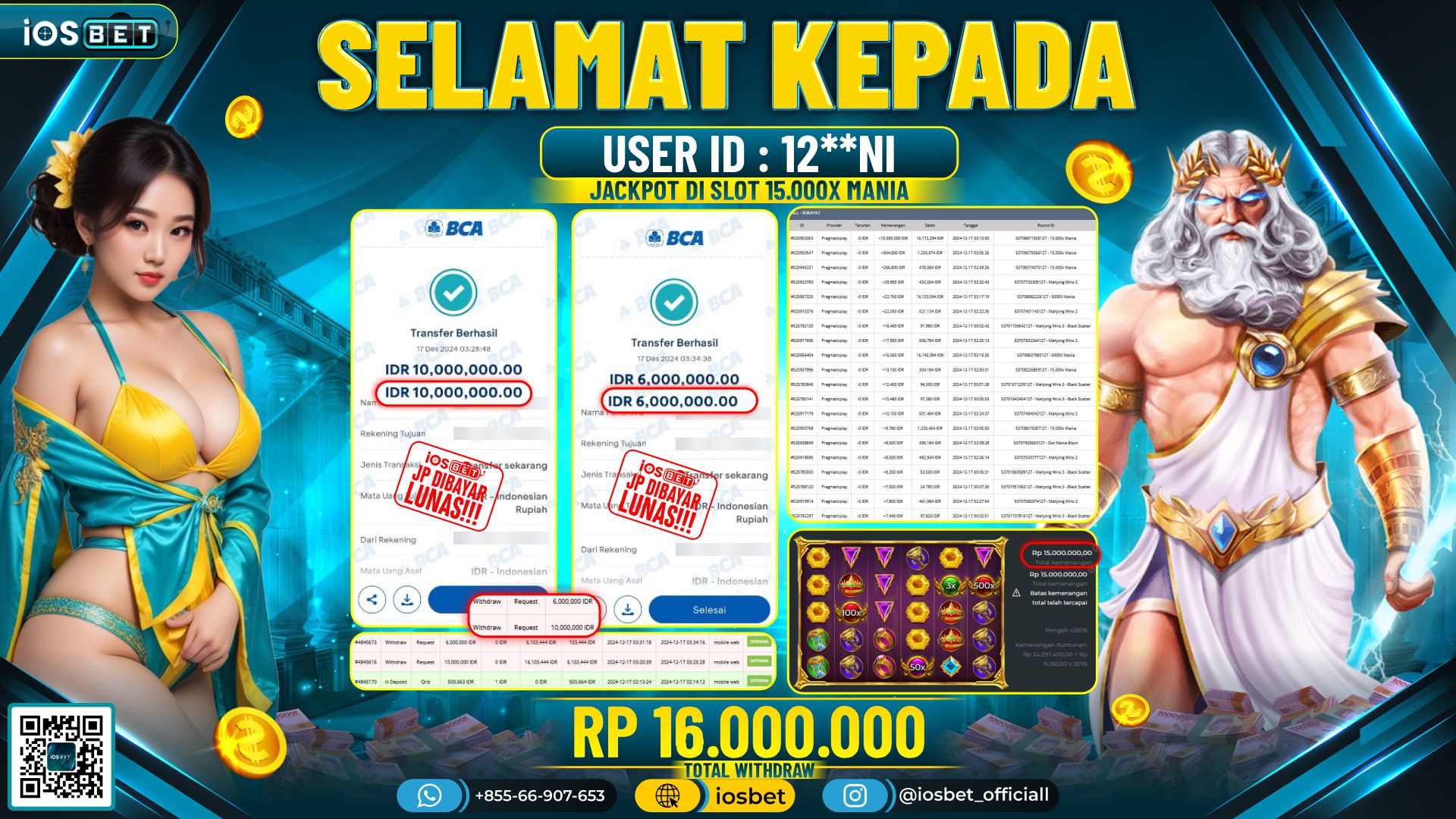 Bukti Pembayaran LUNAS SLOT GAME GACOR  Rp.16.000.000