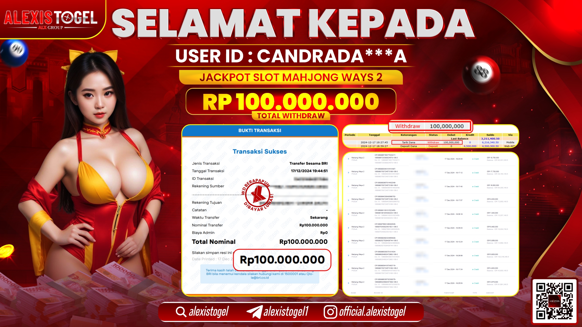 ALEXISTOGEL di SLOT MAHJONG WAYS 2 RP.100.000.000 LUNAS