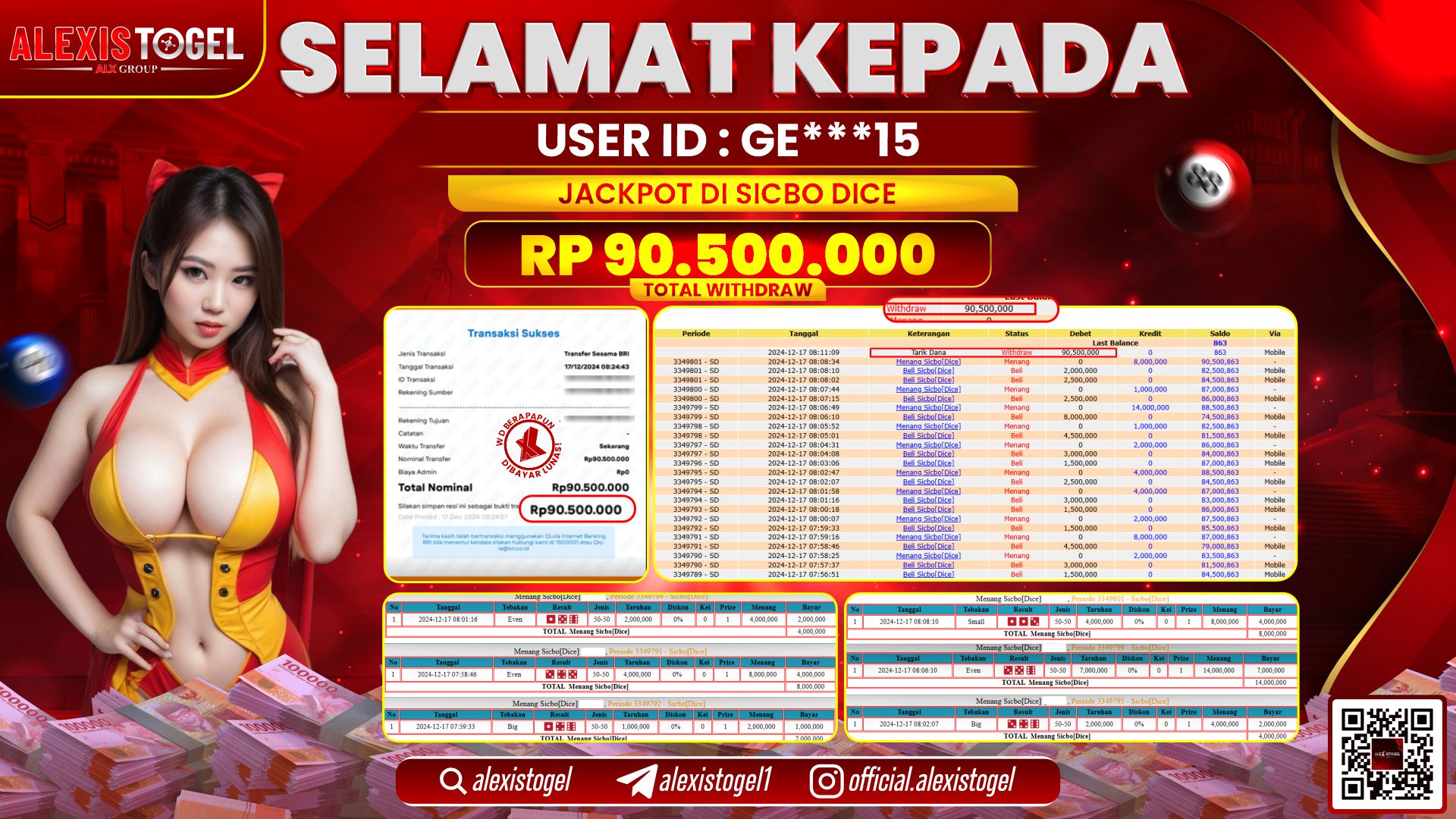 ALEXISTOGEL di CASINO SICBO DICE RP.90.500.000 LUNAS