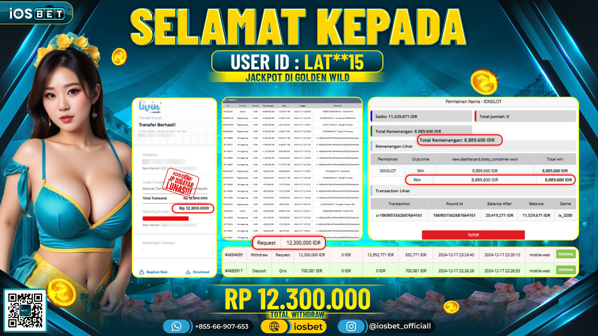 Bukti Pembayaran LUNAS SLOT GAME GACOR  Rp.12.300.000