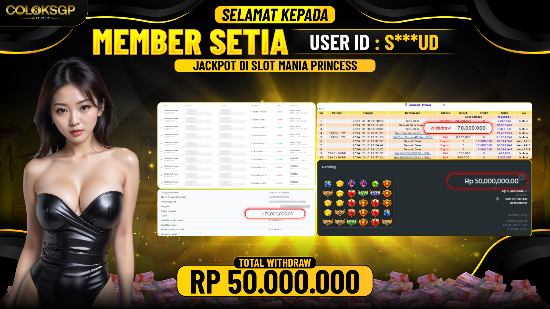 COLOKSGP JACKPOT SLOT GAMES RP 50.000.000 LUNAS