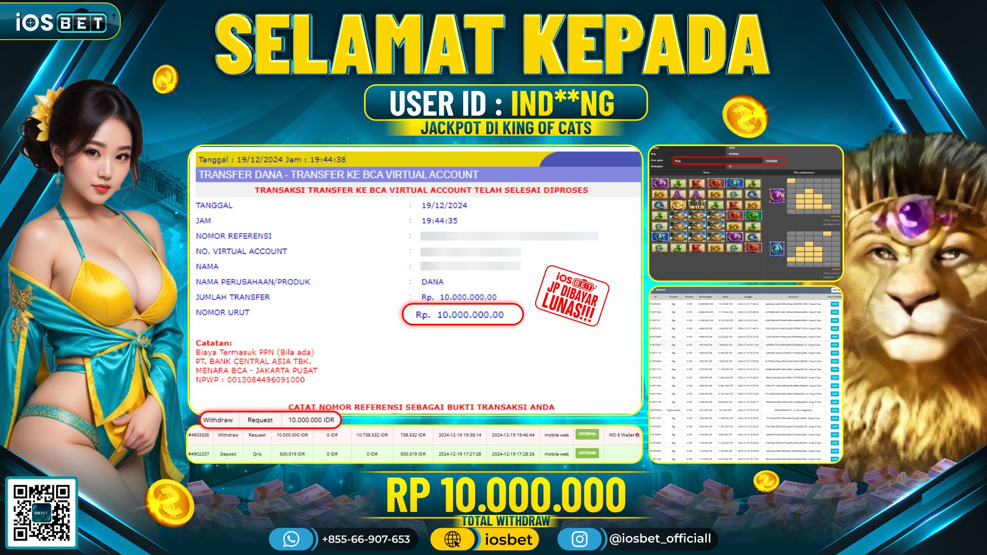 Bukti Pembayaran LUNAS SLOT GAME GACOR  Rp.10.000.000