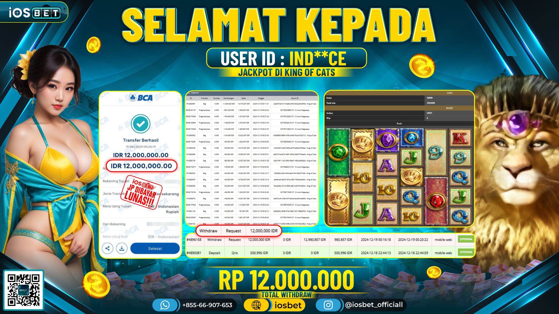 Bukti Pembayaran LUNAS SLOT GAME GACOR  Rp.12.000.000
