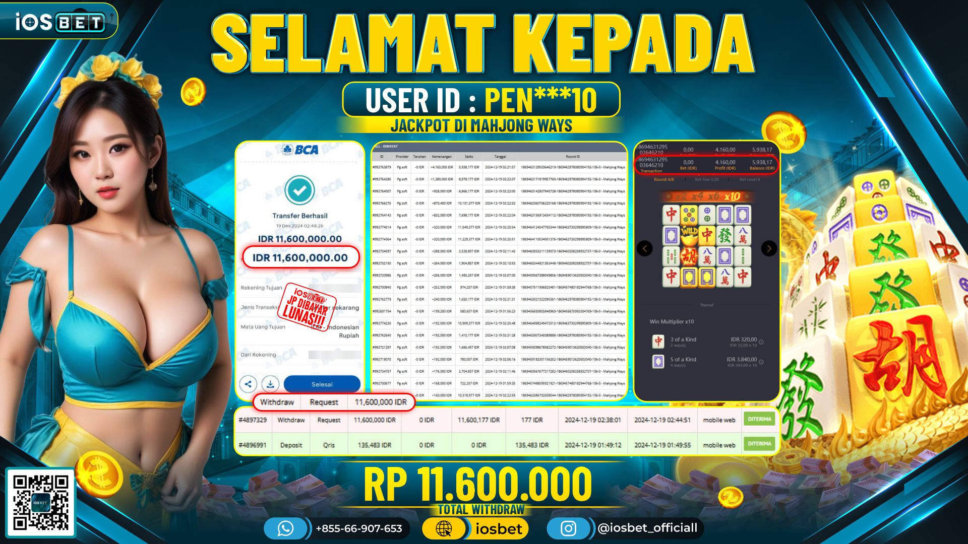 Bukti Pembayaran LUNAS SLOT GAME GACOR  Rp.11.600.000