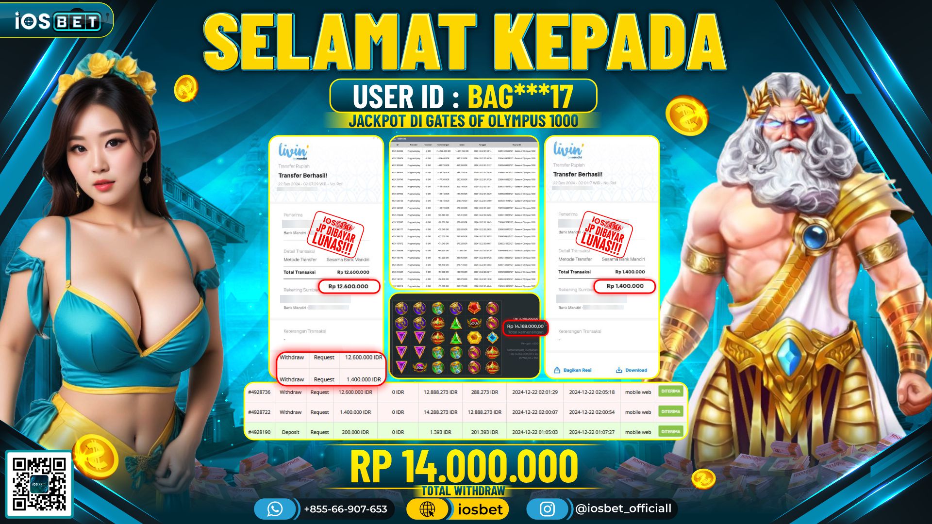 Bukti Pembayaran LUNAS SLOT GAME GACOR  Rp.14.000.000