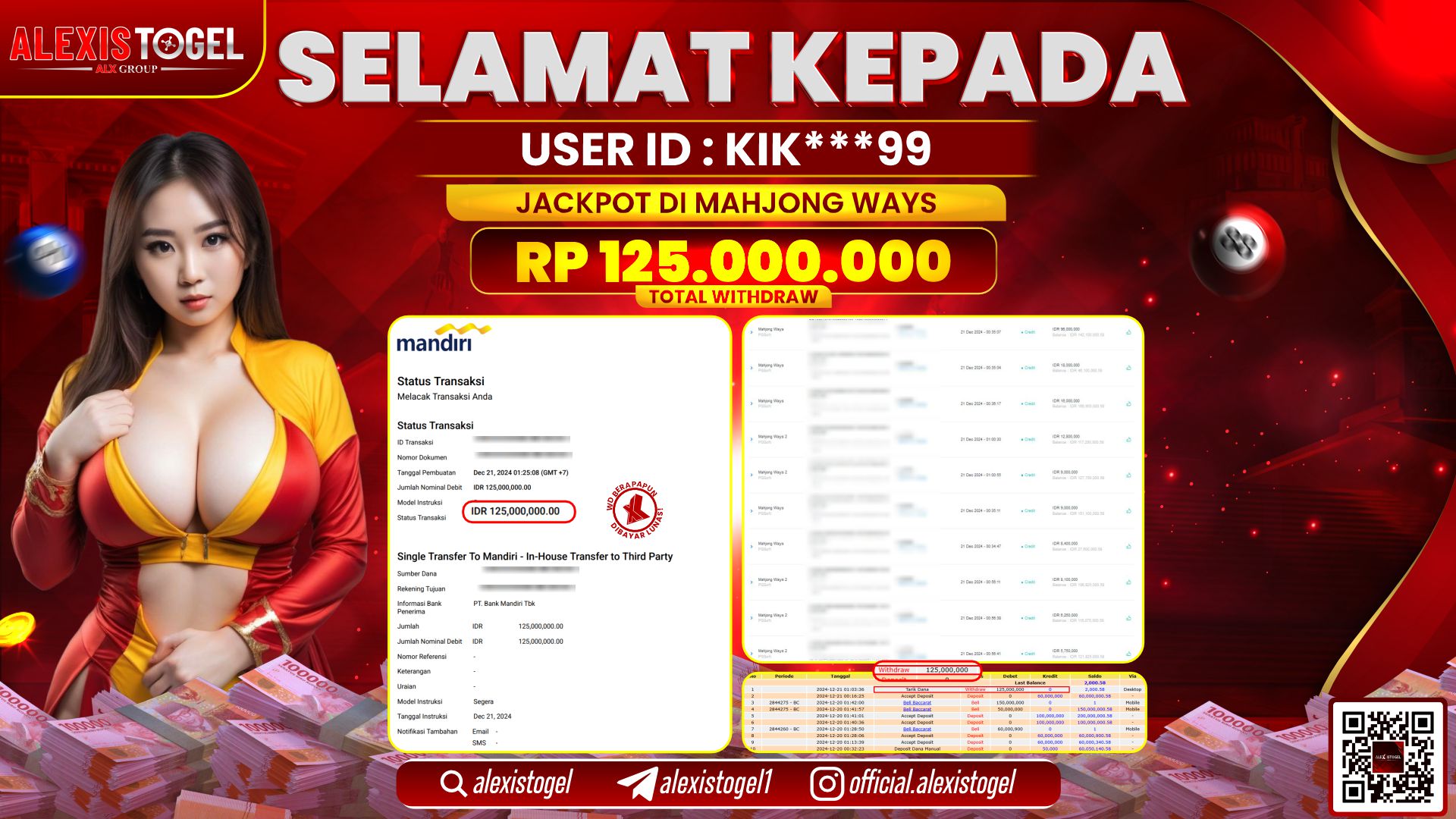 ALEXISTOGEL di SLOT MAHJONG WAYS RP.125.000.000 LUNAS