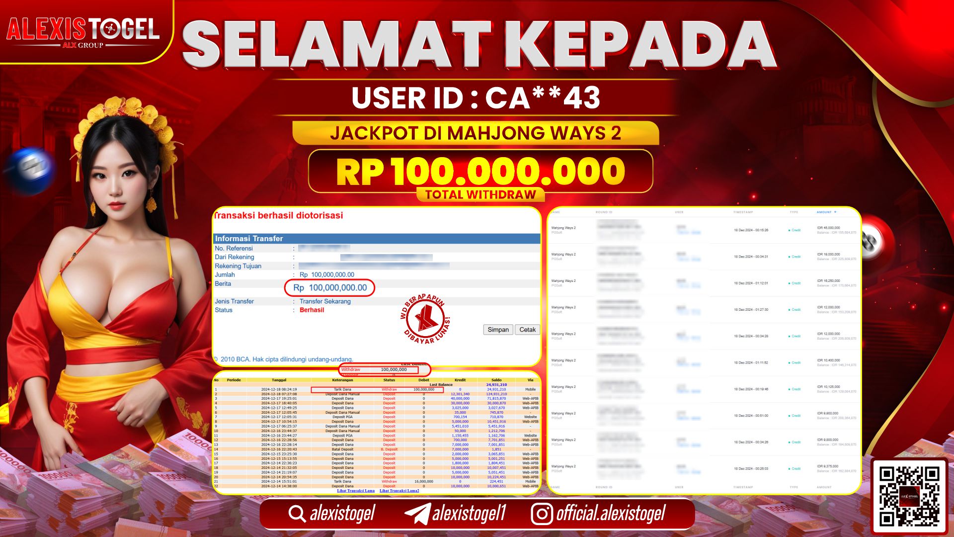 ALEXISTOGEL di SLOT MAHJONG WAYS 2 RP.100.000.000 LUNAS