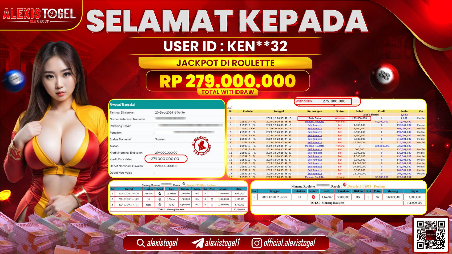 ALEXISTOGEL di CASINO ROULETTE RP.279.000.000 LUNAS