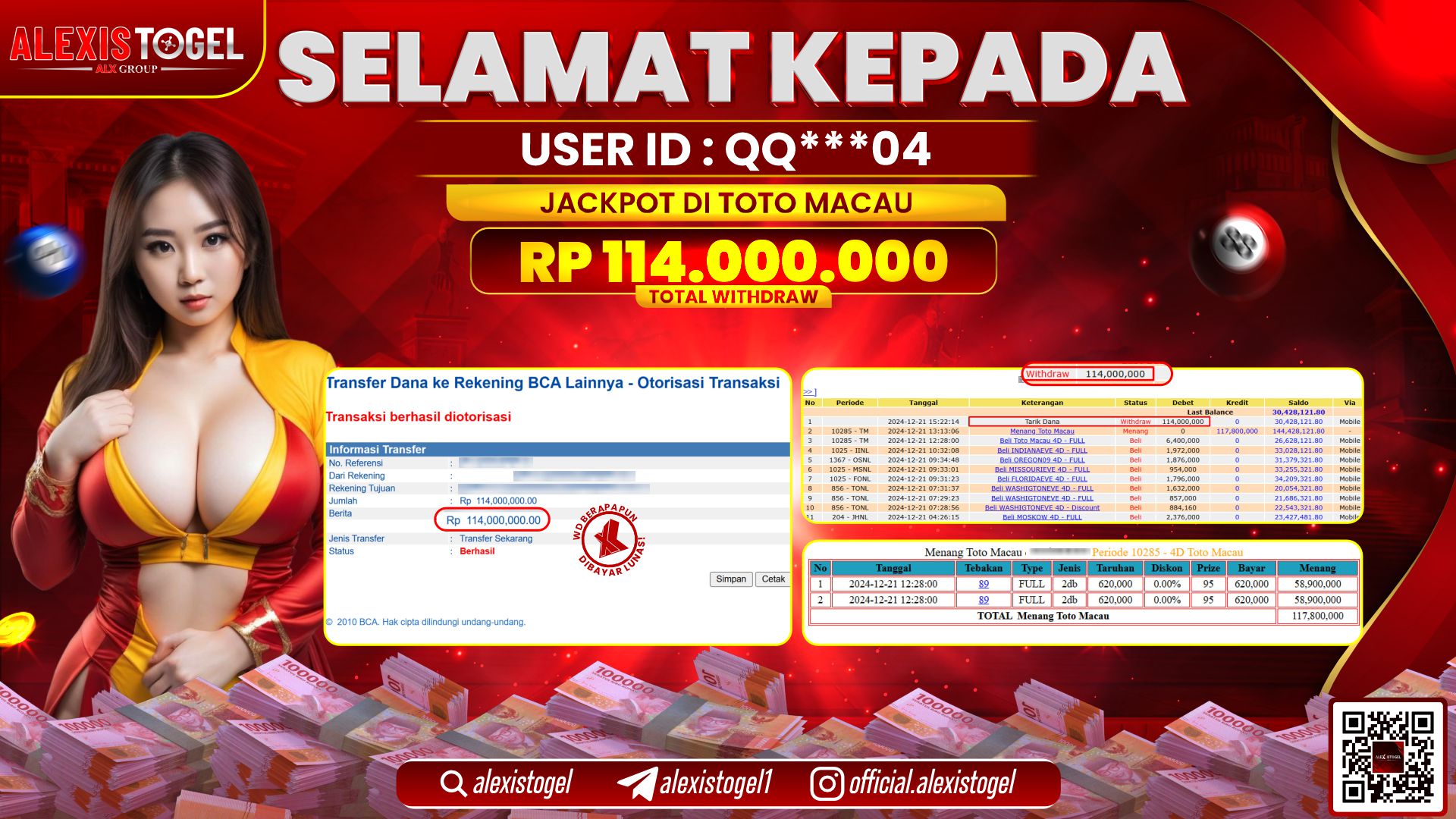 ALEXISTOGEL di TOTOMACAU POOLS RP.114.000.000 LUNAS