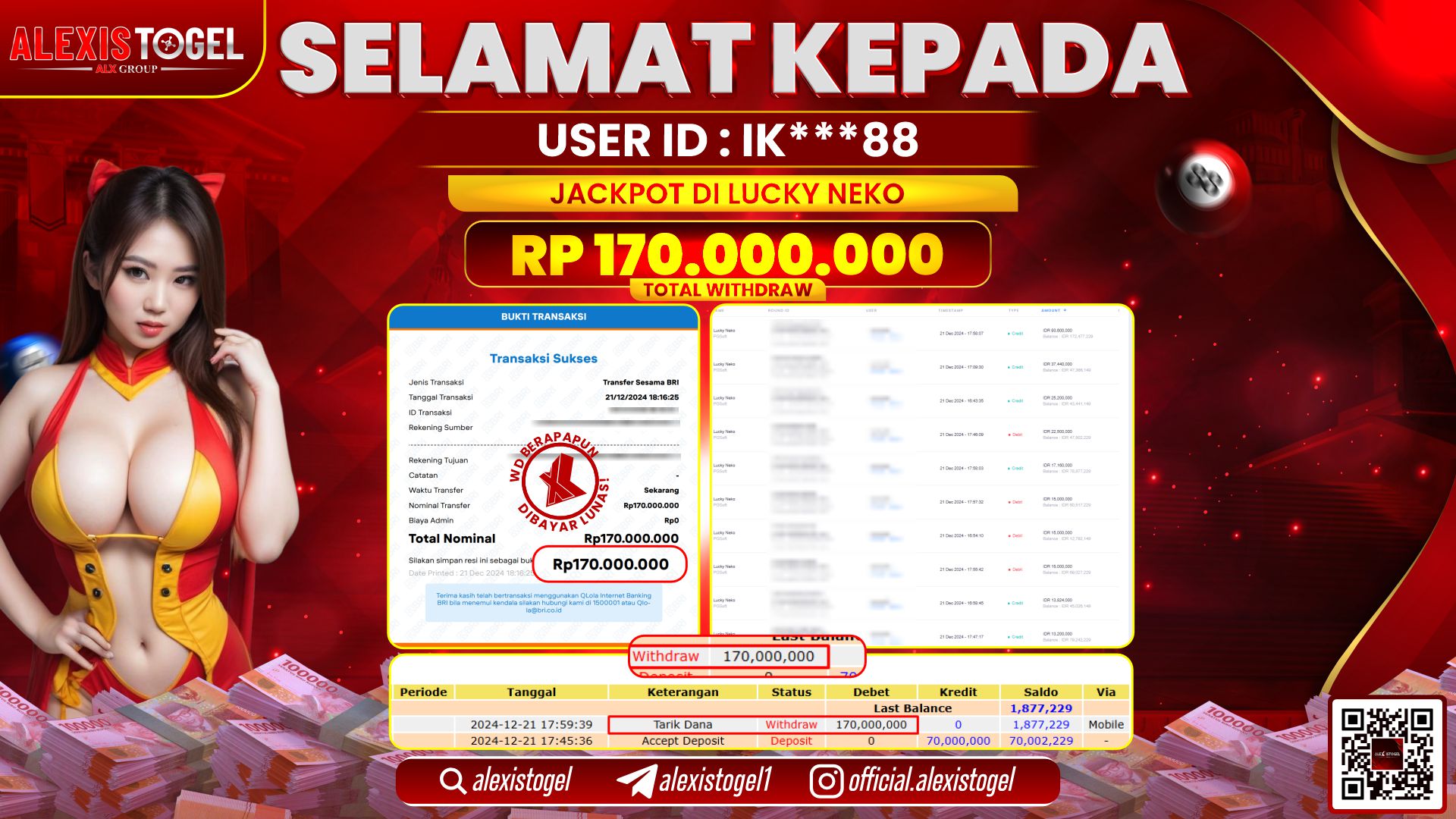 ALEXISTOGEL di SLOT LUCKY NEKO RP.170.000.000 LUNAS