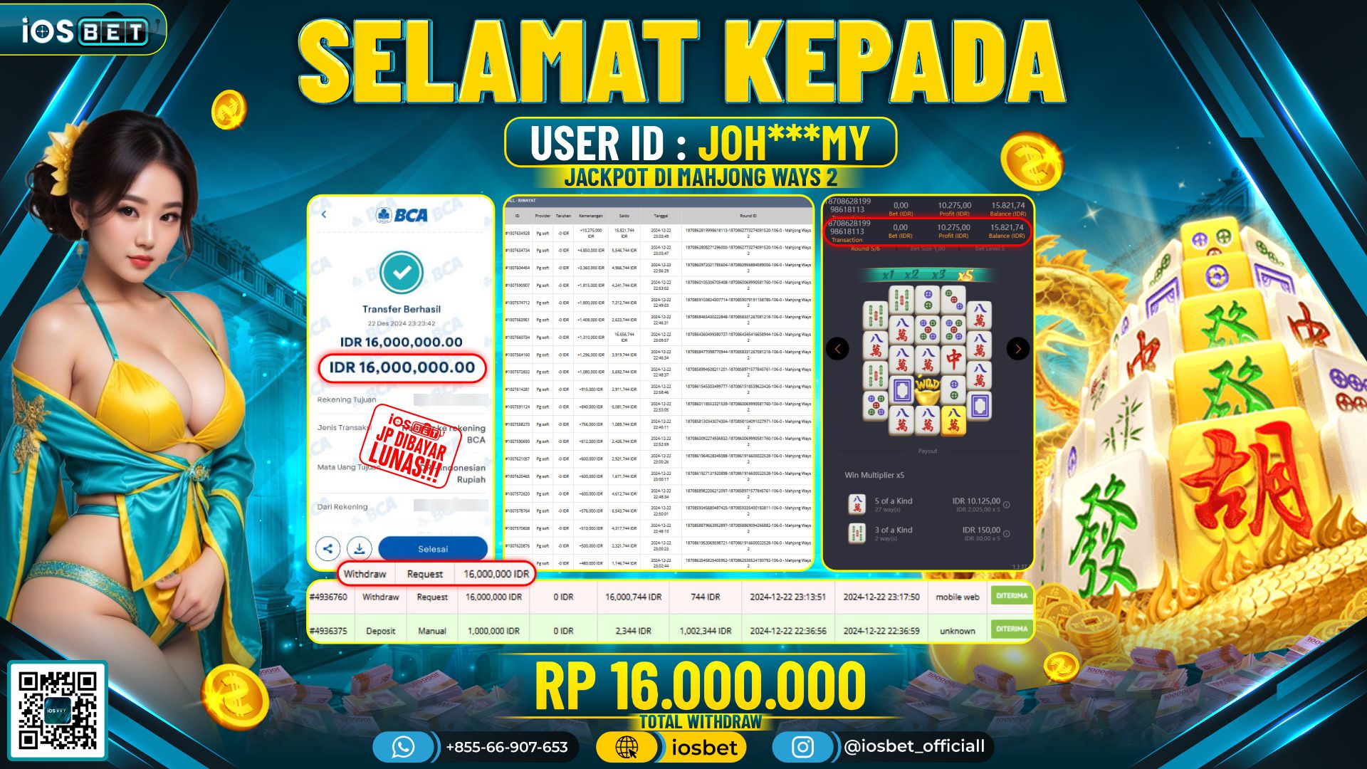 Bukti Pembayaran LUNAS SLOT GAME GACOR  Rp.16.000.000