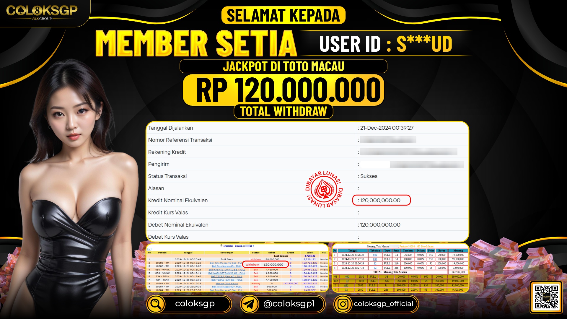 COLOKSGP JACKPOT TOTO MACAU POOLS RP 120.000.000 LUNAS