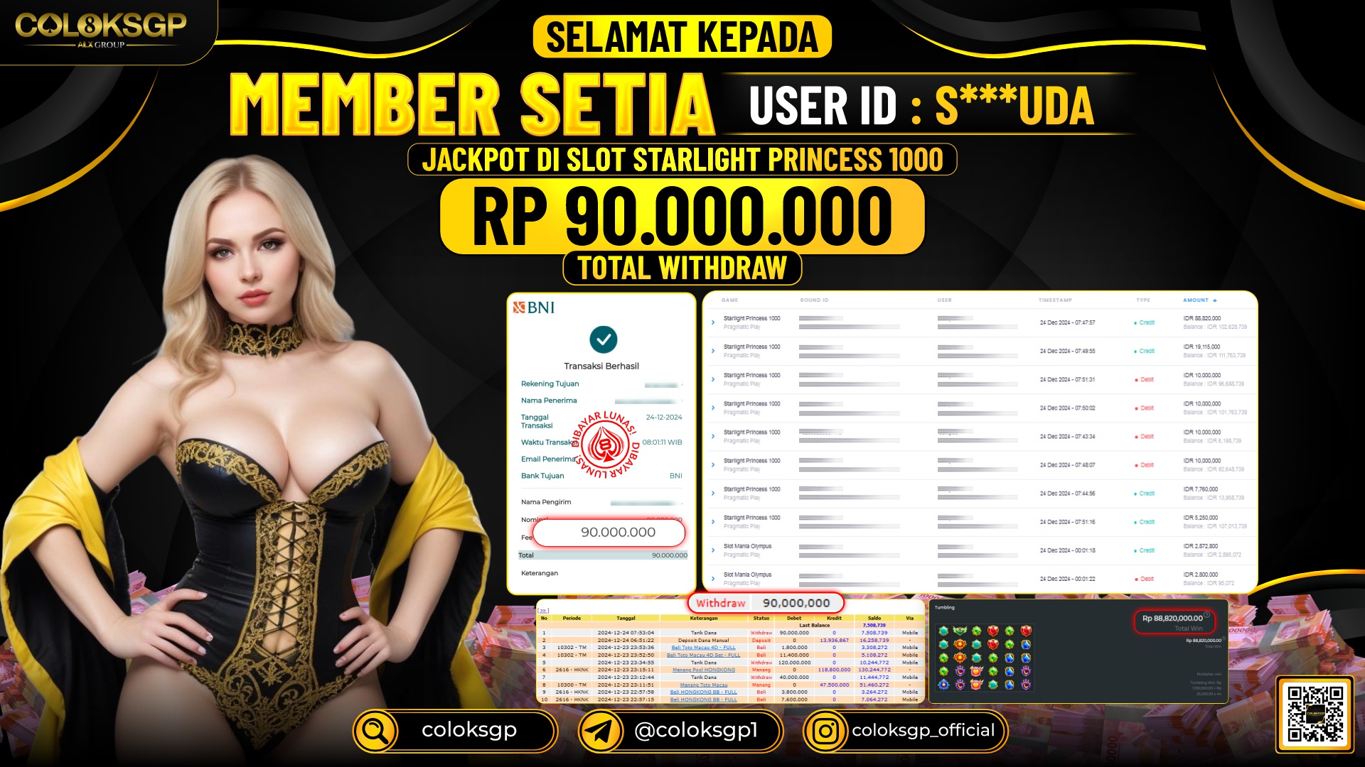 COLOKSGP JACKPOT SLOT GAMES RP 90.000.000 LUNAS
