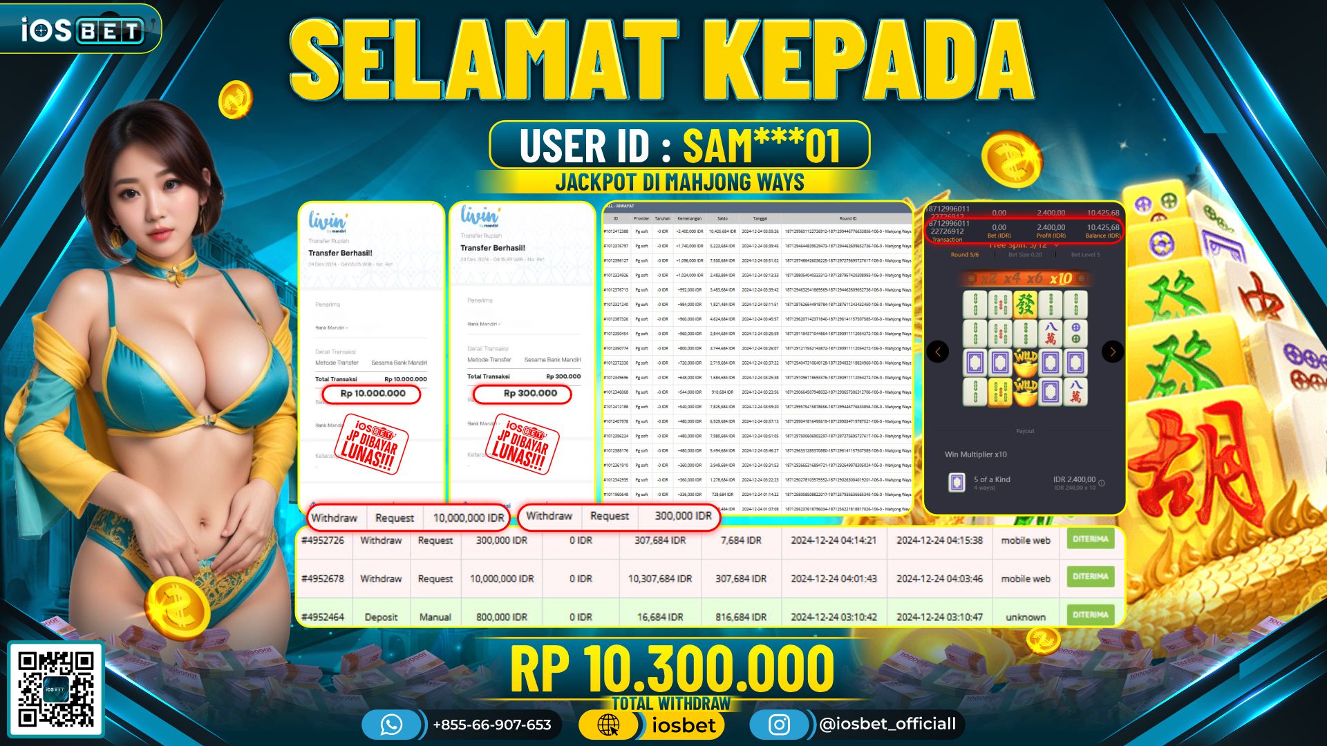 Bukti Pembayaran LUNAS SLOT GAME GACOR  Rp.10.300.000