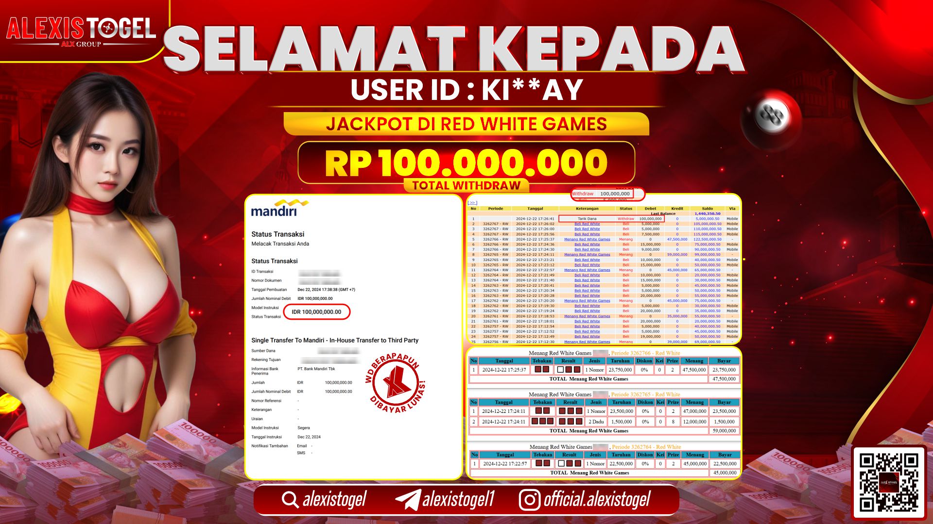 ALEXISTOGEL di CASINO RED WHITE RP.100.000.000 LUNAS