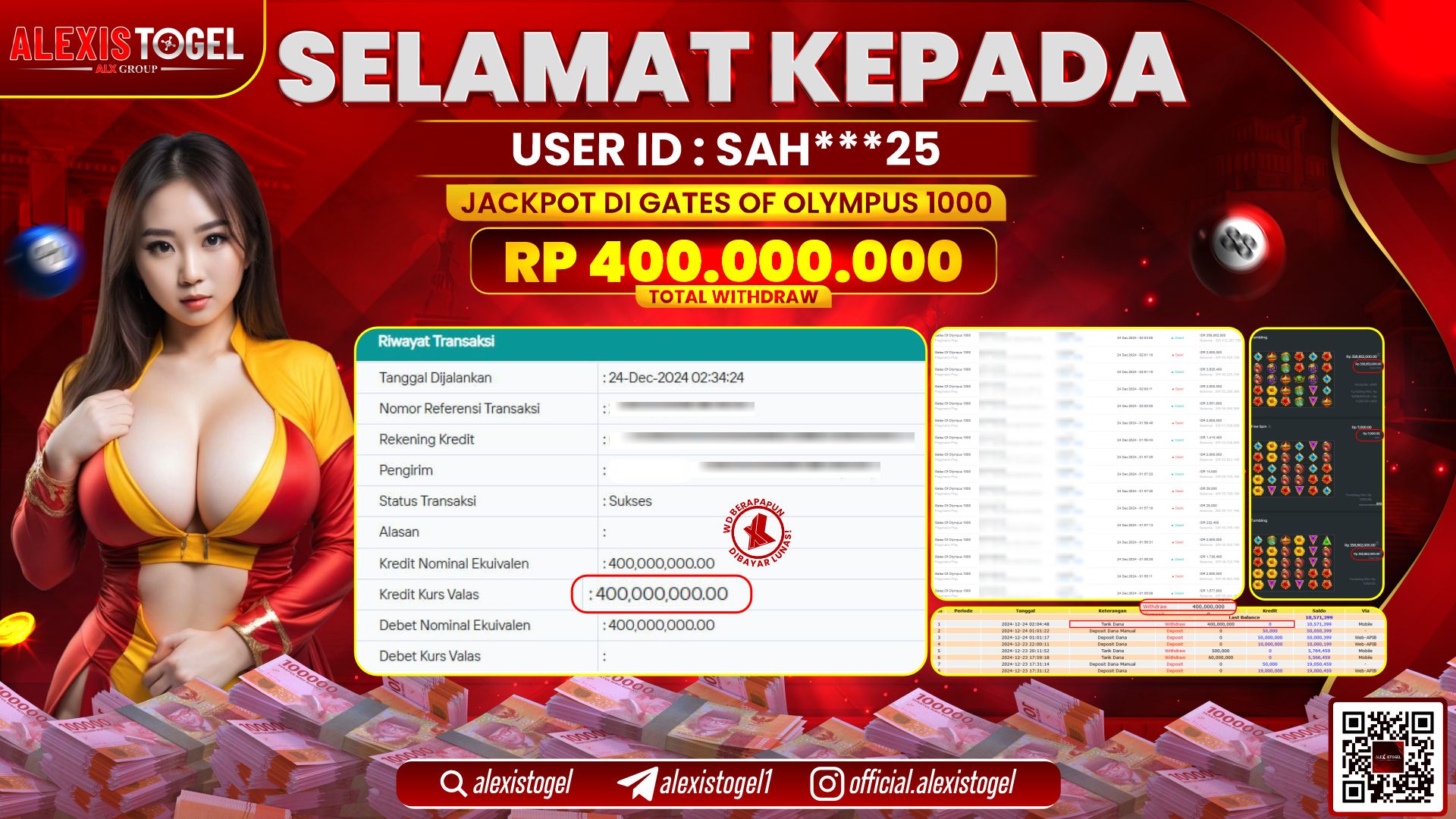 ALEXISTOGEL di SLOT GATES OF OLYMPUS RP.400.000.000 LUNAS