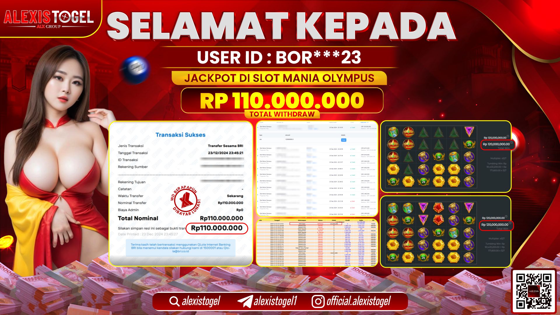 ALEXISTOGEL di SLOT MANIA OLYMPUS RP.110.000.000 LUNAS