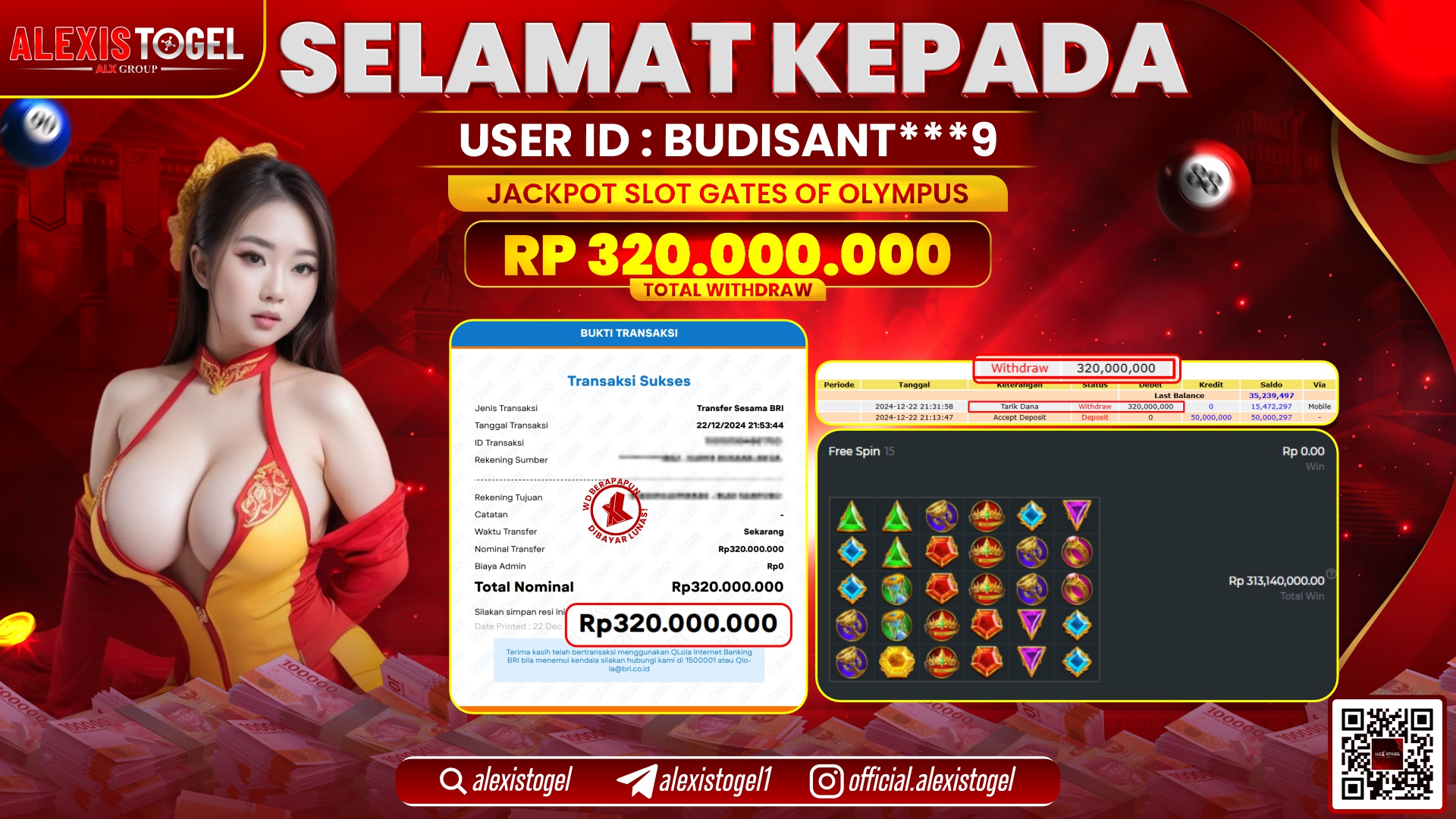 ALEXISTOGEL di SLOT GATES OF OLYMPUS RP.320.000.000 LUNAS