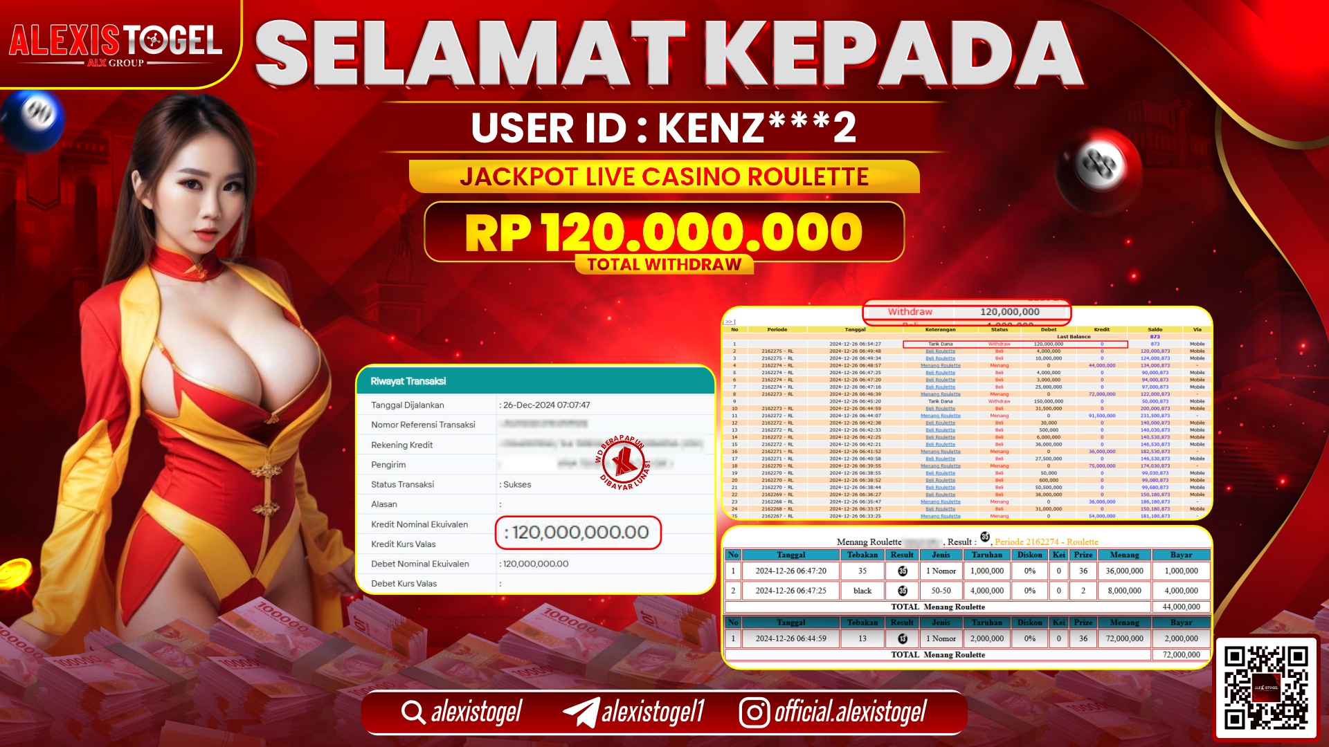 ALEXISTOGEL di LIVE CASINO ROULETTE RP.120.000.000 LUNAS