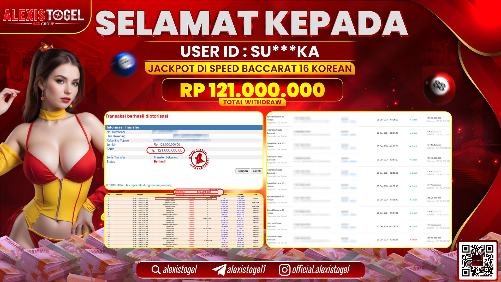 ALEXISTOGEL di SLOT SPEED BACCARAT 16 RP.121.000.000 LUNAS