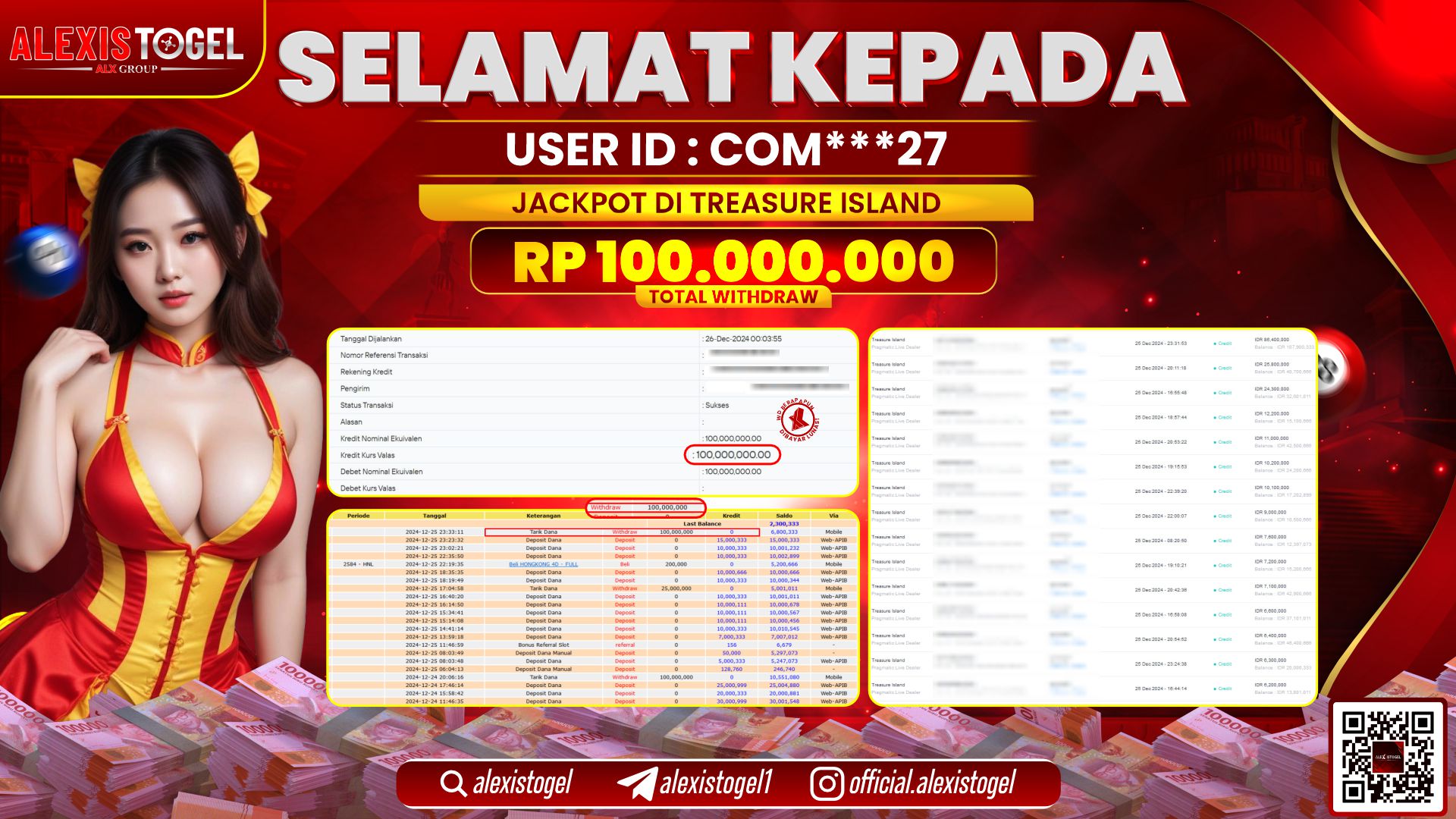 ALEXISTOGEL di SLOT TREASURE ISLAND RP.100.000.000 LUNAS