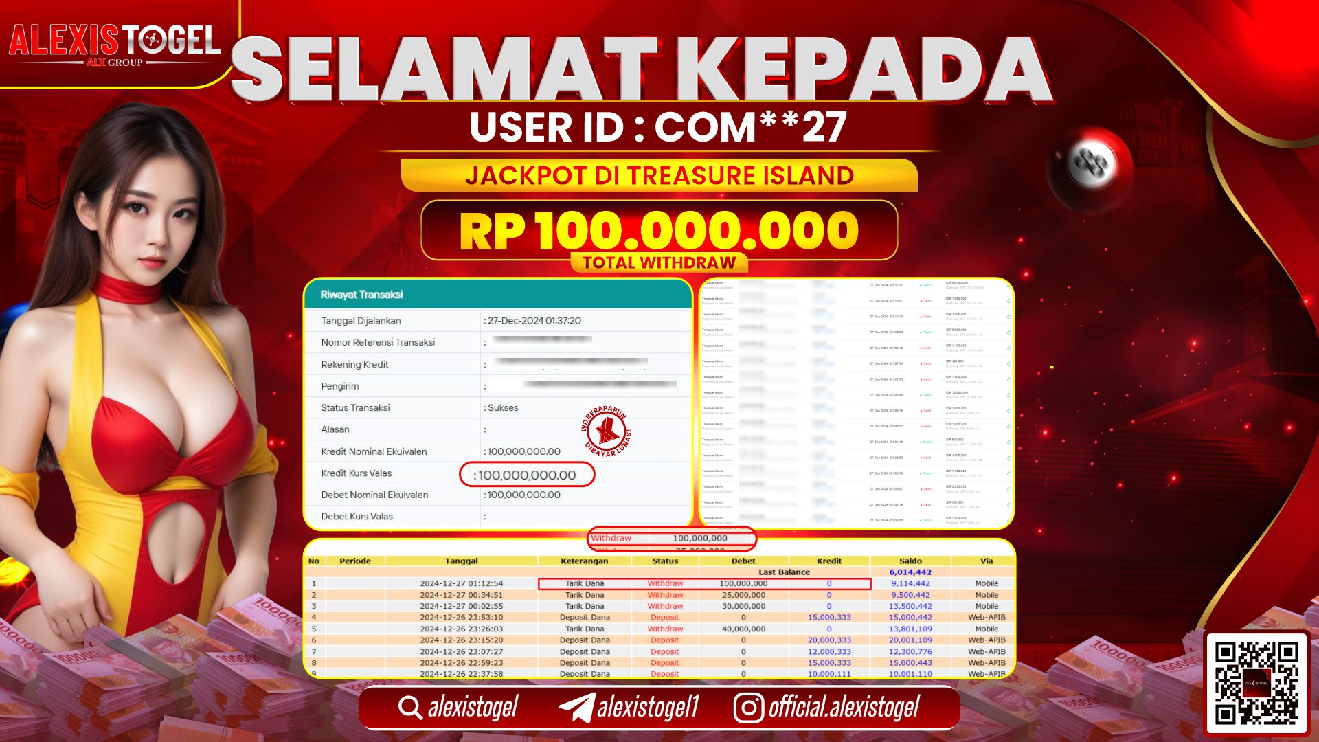 ALEXISTOGEL di SLOT TREASURE ISLAND RP.100.000.000 LUNAS