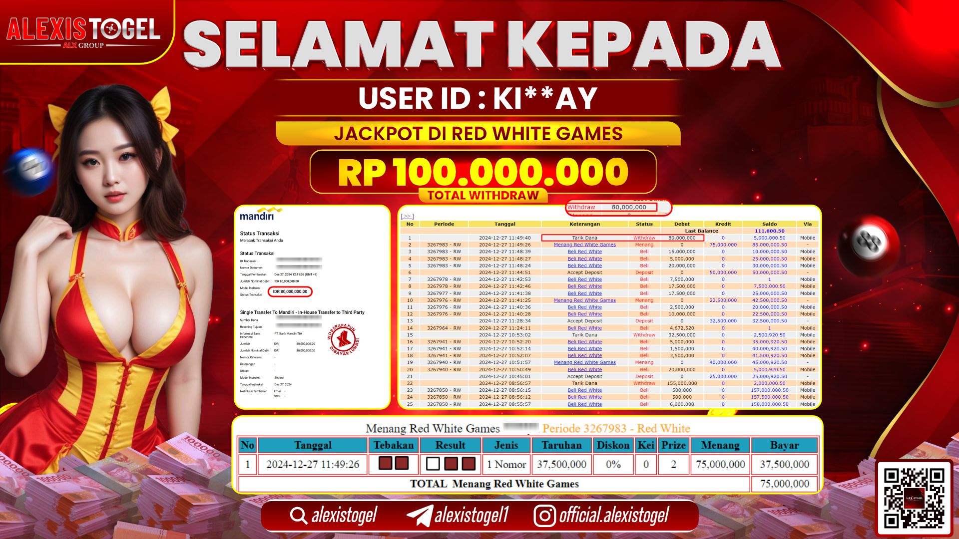 ALEXISTOGEL di CASINO RED WHITE RP.100.000.000 LUNAS