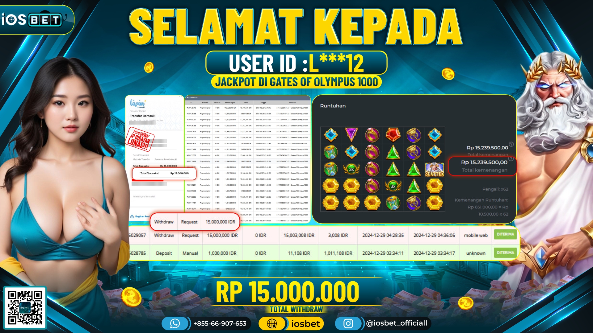 Bukti Pembayaran LUNAS SLOT GAME GACOR  Rp.15.000.000