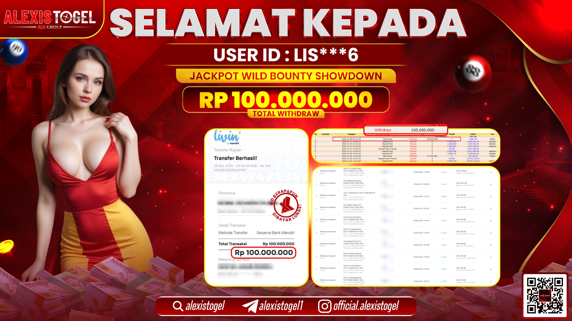 ALEXISTOGEL di SLOT BOUNTY RP.100.000.000 LUNAS